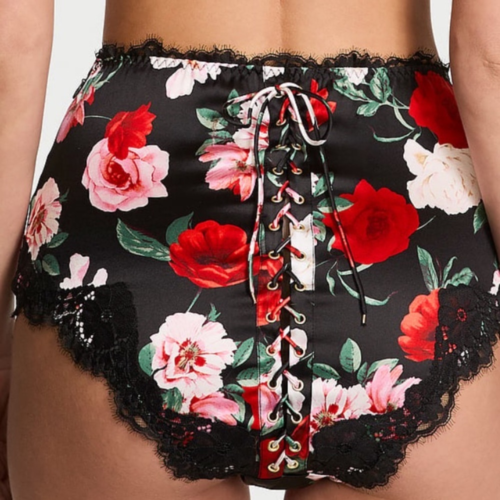 NWT! Victoria’s Secret Atelier Floral Satin High Rise Lace Up Panty S H… - Picture 2 of 7